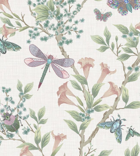 BMHD002-04A - Jewel A Flutter Wallpaper - Blush - Brand McKenzie