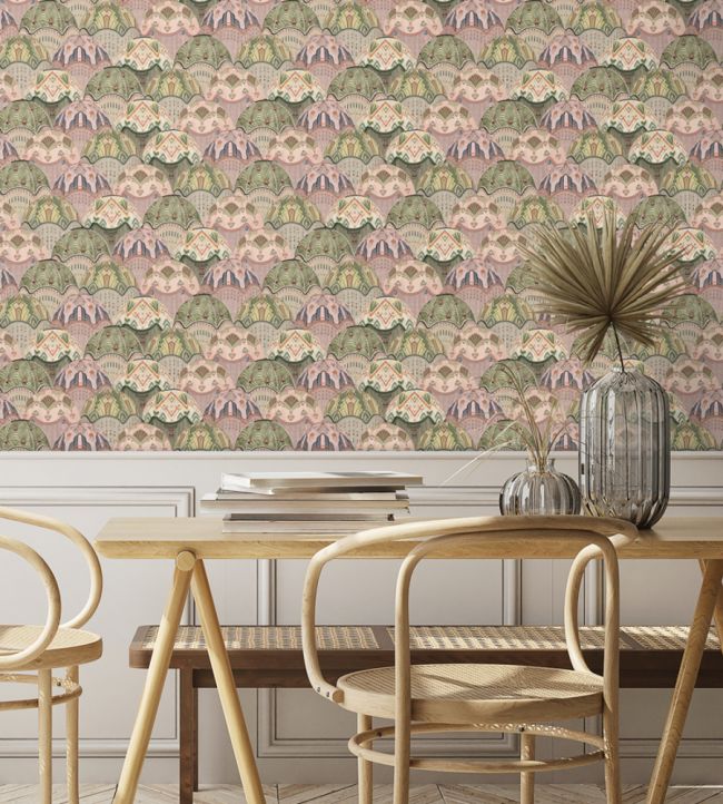BMHD002-09C - Silk Shades Wallpaper - Salmon & Olive - Brand McKenzie