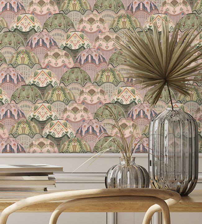 BMHD002-09C - Silk Shades Wallpaper - Salmon & Olive - Brand McKenzie