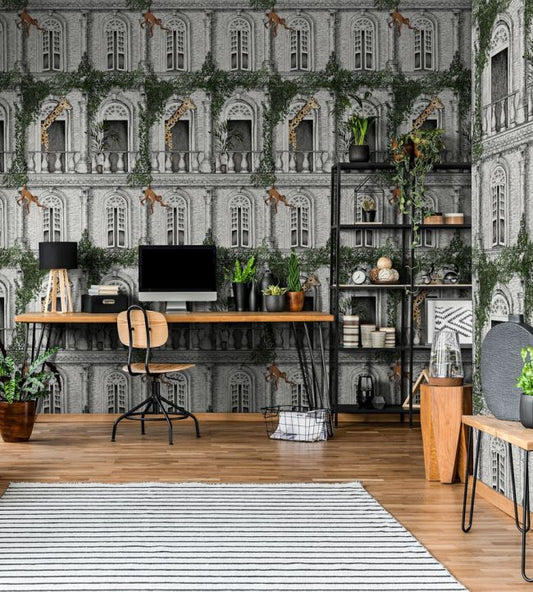 BMTD001-03A - Animal Architecture Wallpaper - Green - Brand McKenzie