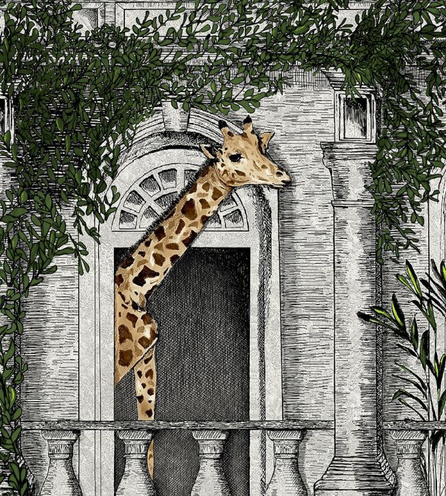 BMTD001-03A - Animal Architecture Wallpaper - Green - Brand McKenzie