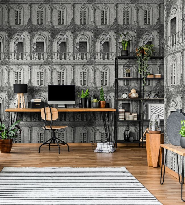 BMTD001-03B - Animal Architecture Wallpaper - Grey - Brand McKenzie