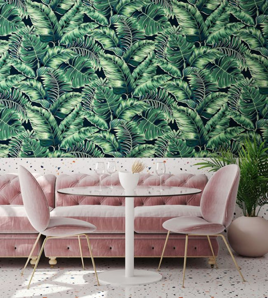 BMTD001-05C - Banana Leaves Max Wallpaper - Leaf Green - Brand McKenzie