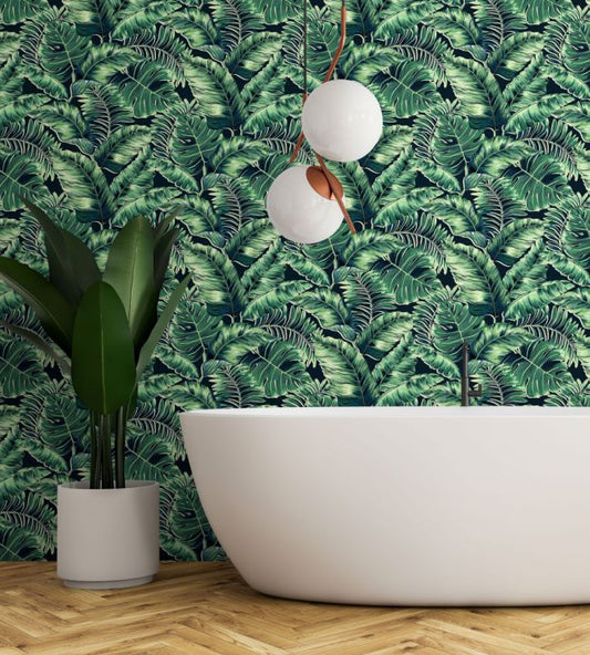 BMTD001-06C - Banana Leaves Standard Wallpaper - Leaf Green - Brand McKenzie
