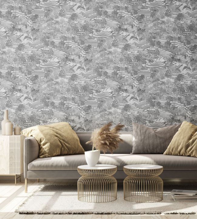 BMTD001-11A - Rice Terrace Standard Wallpaper - Black & White - Brand McKenzie