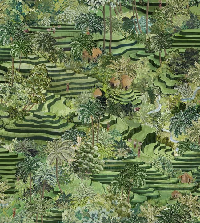 BMTD001-11B - Rice Terrace Standard Wallpaper - Grass Green - Brand McKenzie
