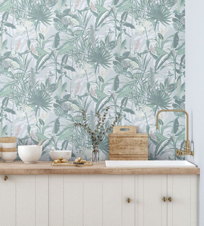 BMTD001-14B - The Tropics Wallpaper - Mint Green - Brand McKenzie