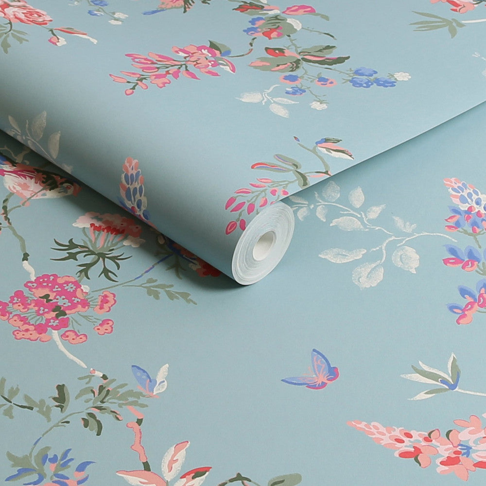 Birds & Roses Wallpaper - Blue - 25504 - Cath Kidston