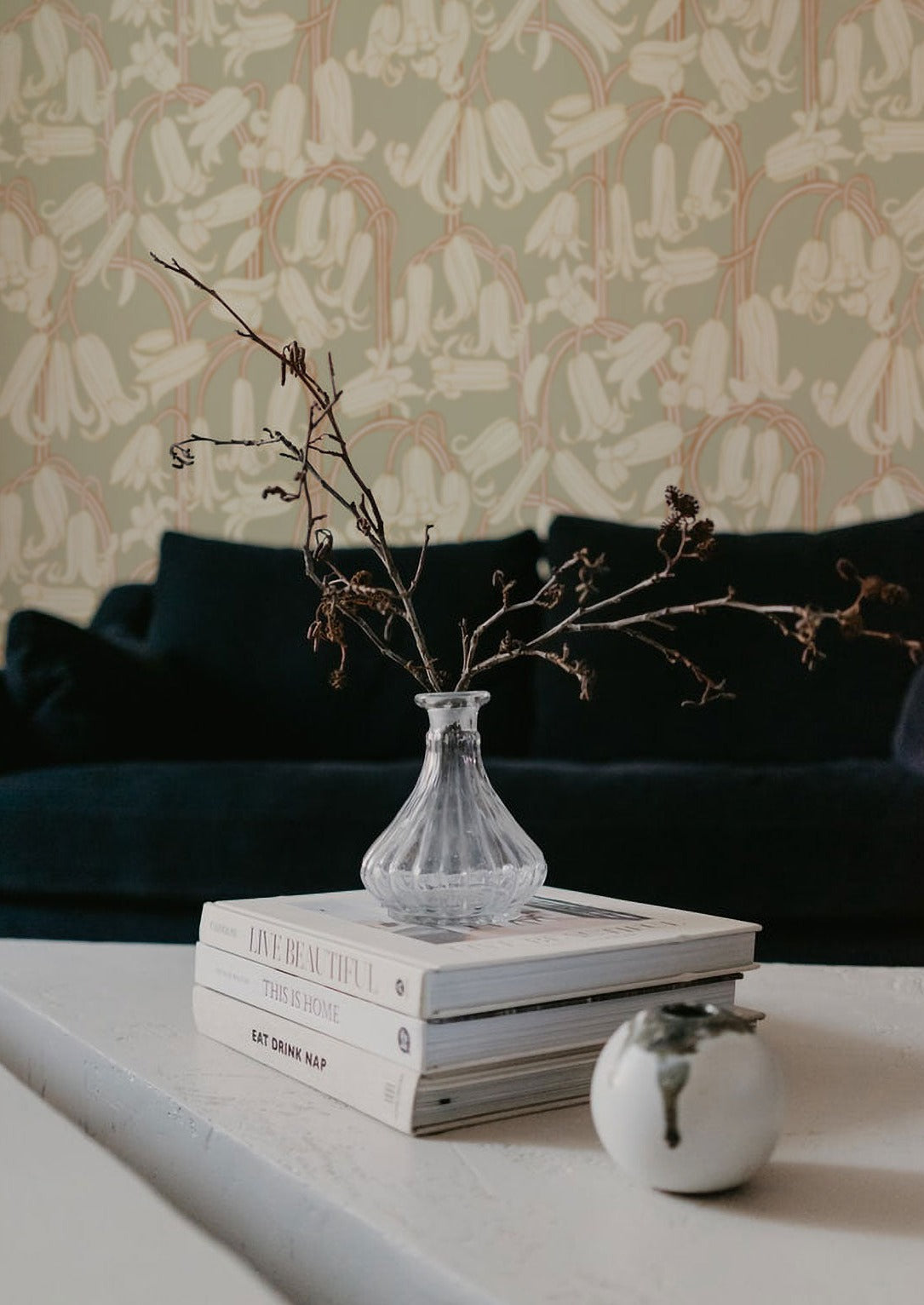 Bluebells Wallpaper - Green - Summer Gray
