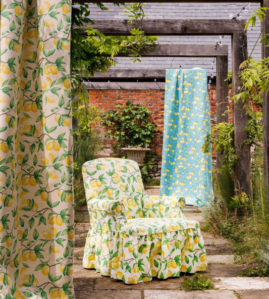 Capri Lemon Fabric - Cream - BGF050302 - Barneby Gates