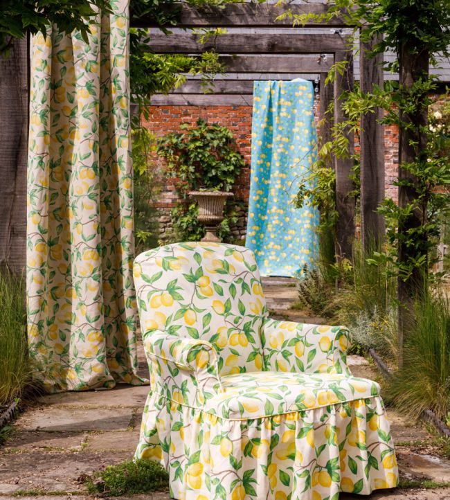 Capri Lemon Fabric - Cream - BGF050302 - Barneby Gates