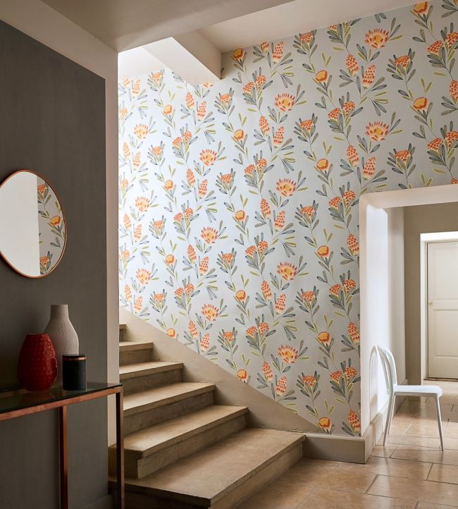 Cayo Wallpaper - Coral/Silver - HZAP111773 - Harlequin