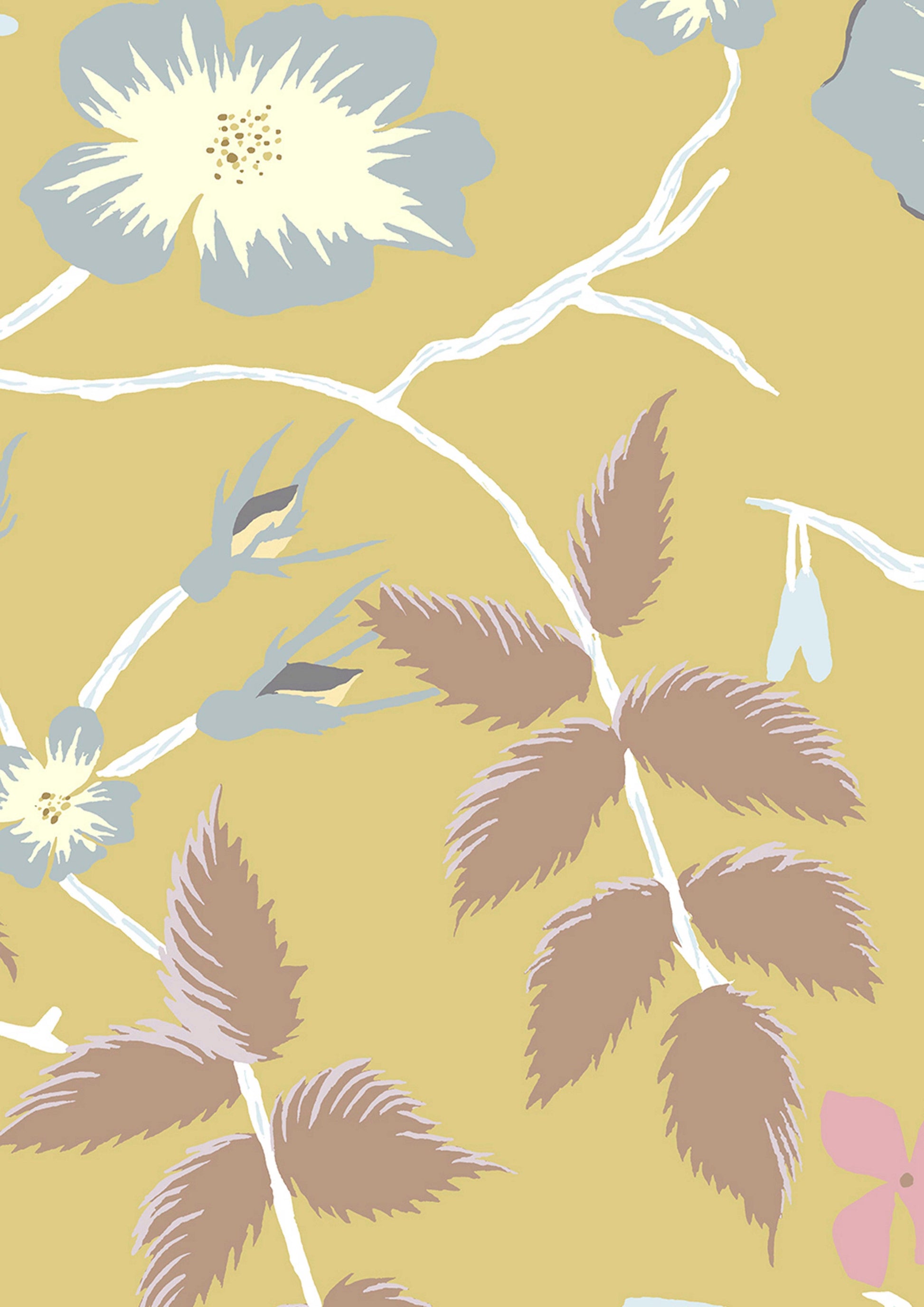 Cinda's Roses Wallpaper - Sunshine - Lewis & Wood