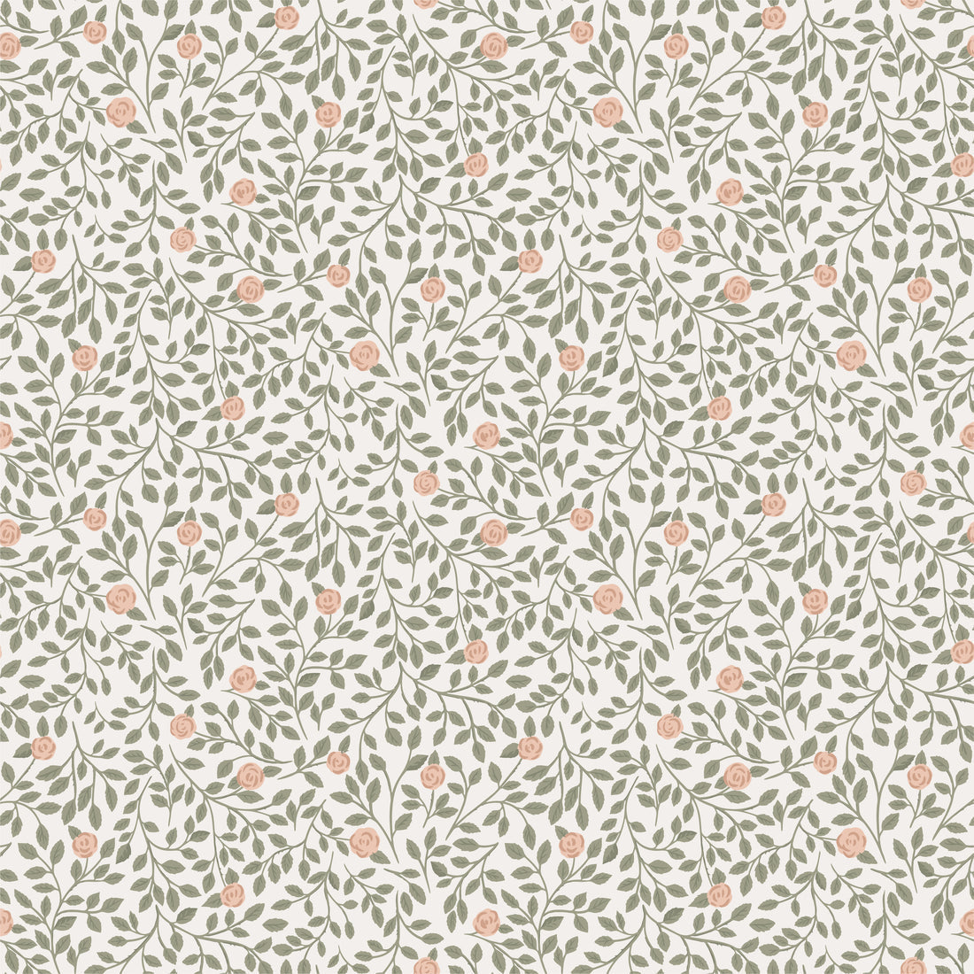 Climbing Rose Wallpaper - Light Green - Summer Gray
