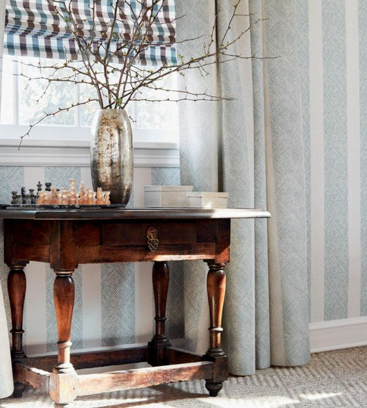 Clipperton Stripe Wallpaper - Blue on Natural - AT15129 - Anna French