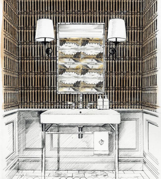 Columns Wallpaper - Vine Black/Antique Gold - ZPLW312969 - Zoffany