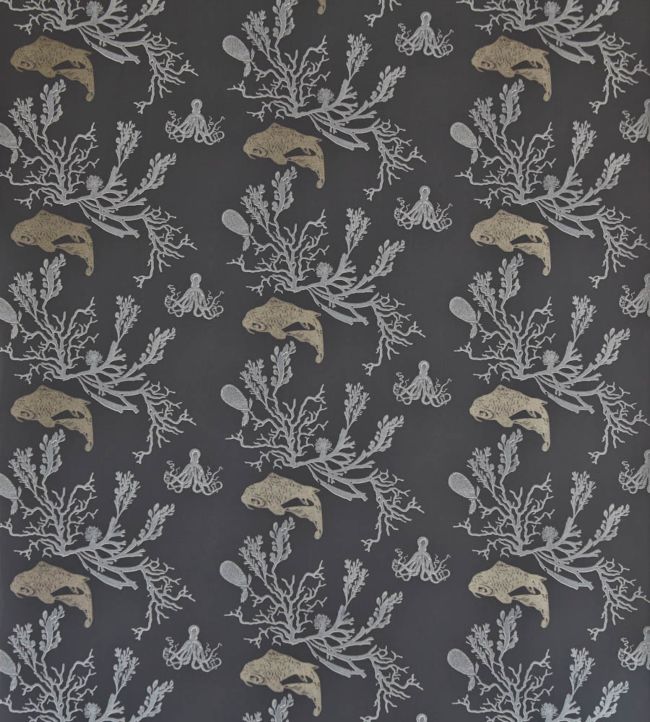 Coral Wallpaper - Charcoal / gold - BG0900 - 201 - Barneby Gates