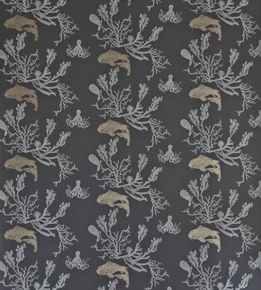 Coral Wallpaper - Charcoal / gold - BG0900 - 201 - Barneby Gates