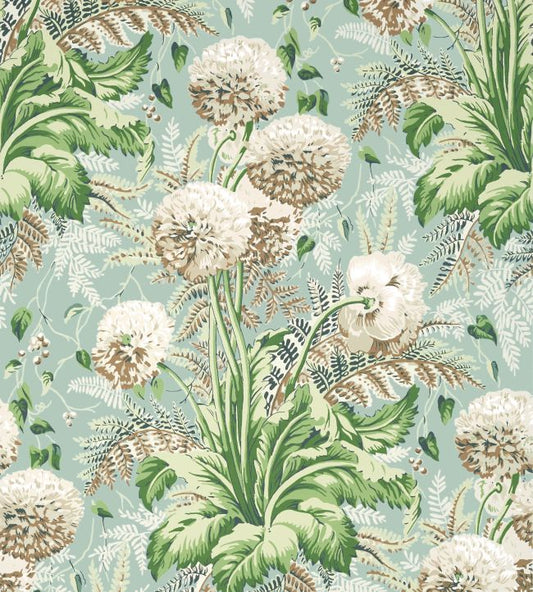 Dahlia Wallpaper - Neutral on Robin's Egg - AT24536 - Anna French