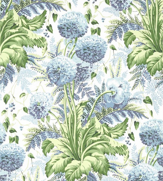 Dahlia Wallpaper - Sky on White - AT24535 - Anna French