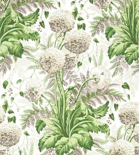 Dahlia Wallpaper - Spring on White - AT24538 - Anna French