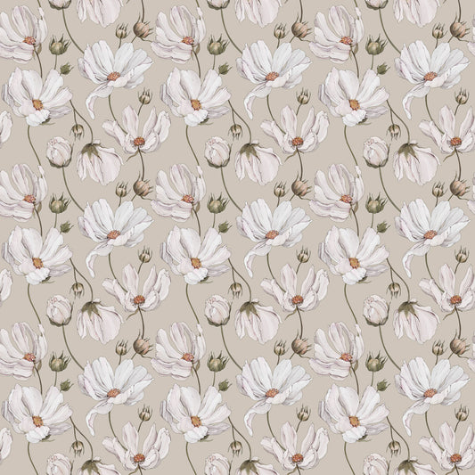 Daisies Wallpaper - Beige - Summer Gray
