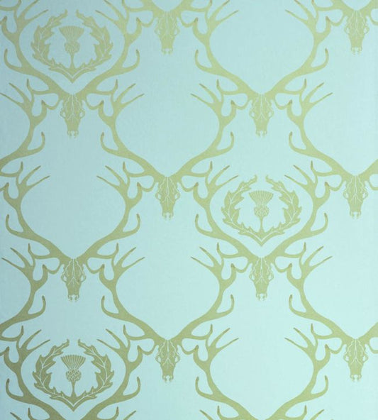 Deer Damask Wallpaper - Duck Egg Blue - BG0100 - 401 - Barneby Gates