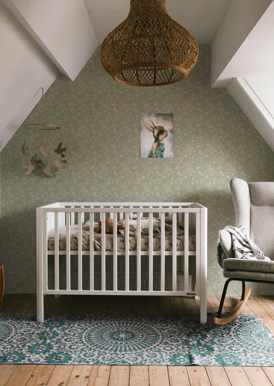 Doris Wallpaper - Dusty Blue - Summer Gray
