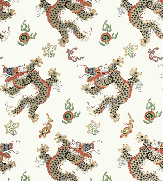 Dragon Dance Wallpaper - Metallic Gold on Neutral - AT23183 - Anna French