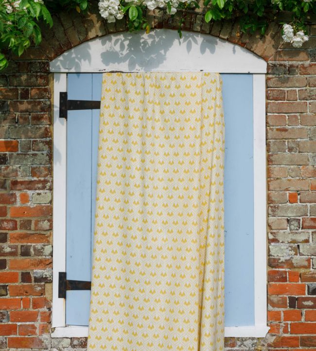 Elephant Palm Fabric - Ochre / Blue - BGF050102 - Barneby Gates