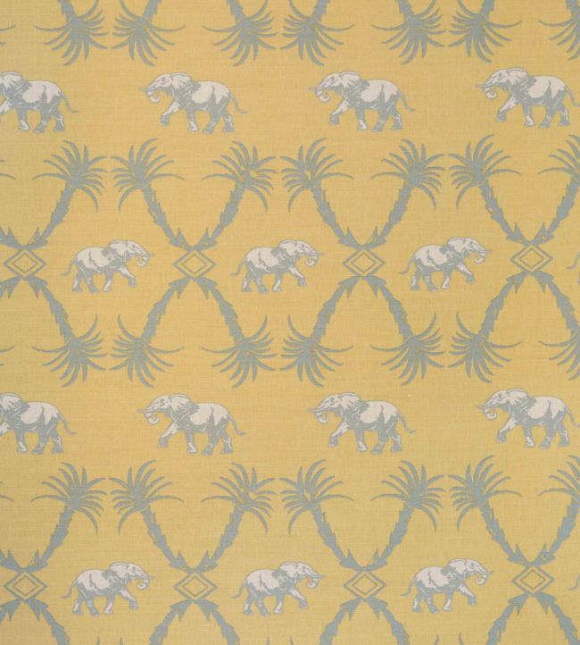 Elephant Palm Fabric - Ochre / Blue - BGF050102 - Barneby Gates