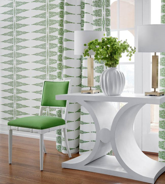 Ellery Stripe Wallpaper - Kelly on White - AT24546 - Anna French