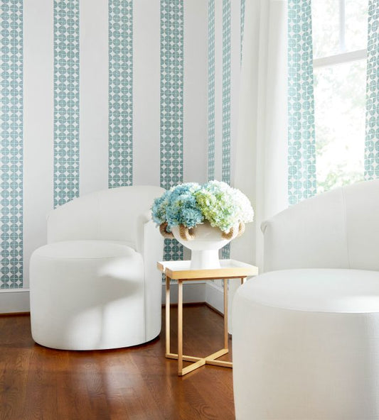 Fairmont Stripe Wallpaper - Teal - AT23129 - Anna French