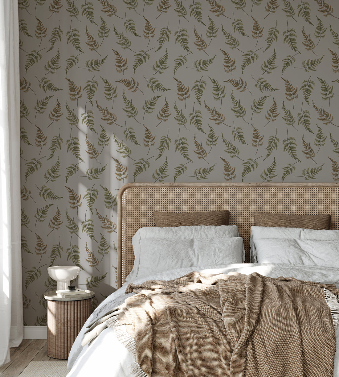 Falling Ferns Wallpaper - Gray - Summer Gray
