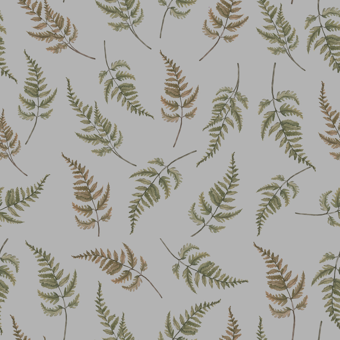 Falling Ferns Wallpaper - Gray - Summer Gray
