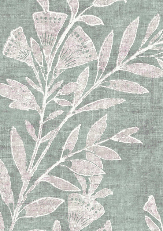 Fan Flower Wallpaper - Eucalyptus - Lewis & Wood