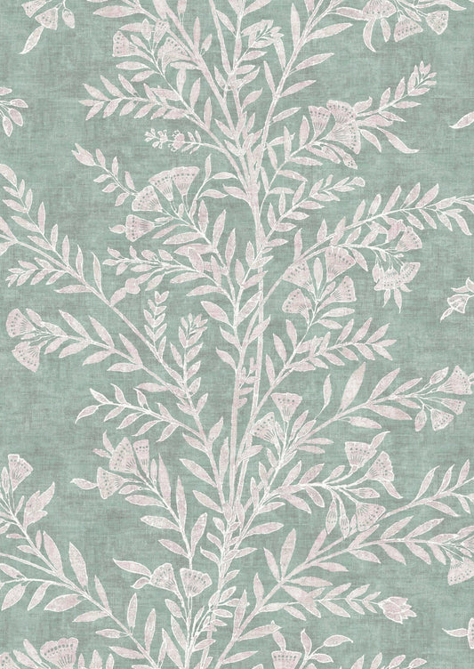 Fan Flower Wallpaper - Eucalyptus - Lewis & Wood