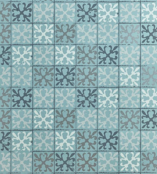 Fleur De Lys Tile Wallpaper - Canteen Blue - BG1600201 - Barneby Gates