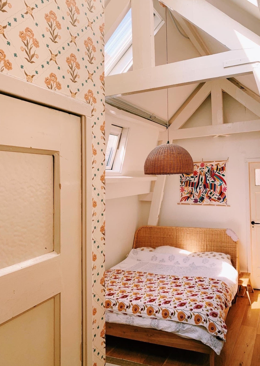 Floral Trellis Wallpaper - Apricot - Summer Gray
