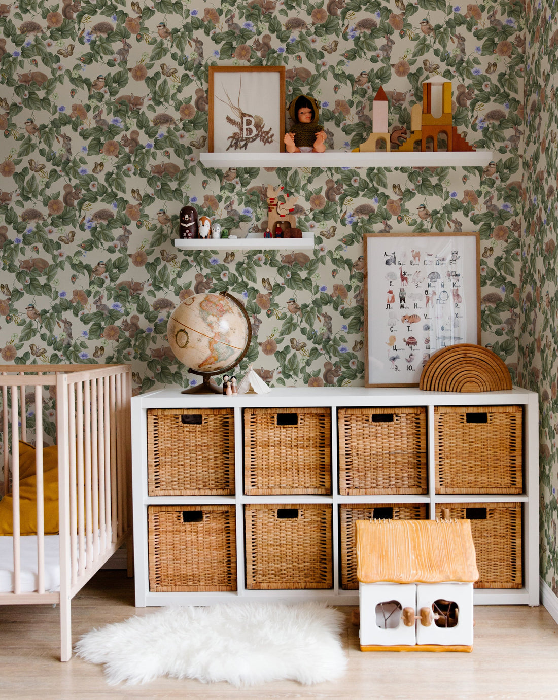 Forest Lullaby Nursery Wallpaper - Linen - Summer Gray
