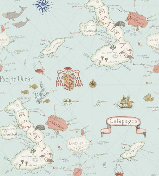 Galapagos Wallpaper - Ocean Blue - DVOY213364 - Sanderson