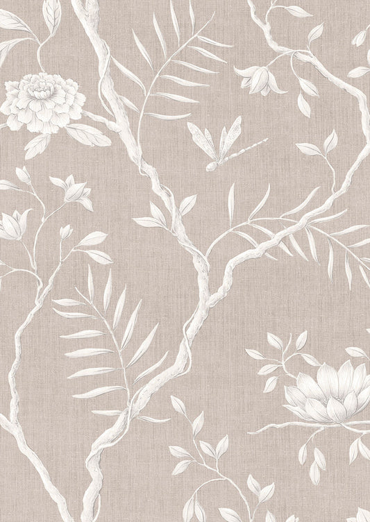 Jasper Peony Wallpaper - Almond - Lewis & Wood