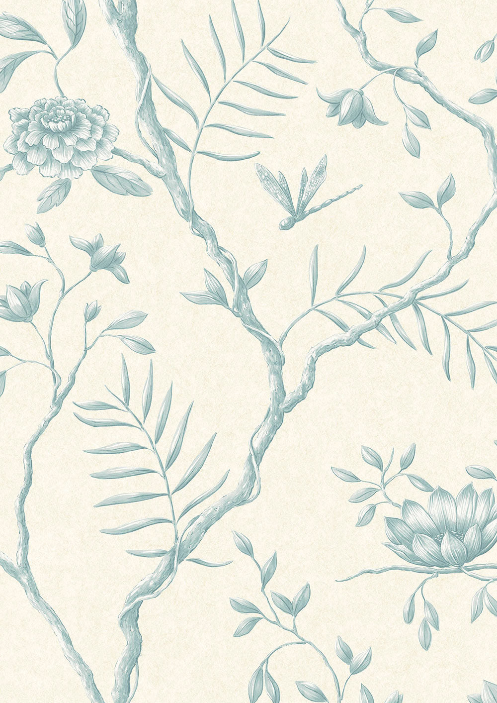 Jasper Peony Wallpaper - Aqua - Lewis & Wood