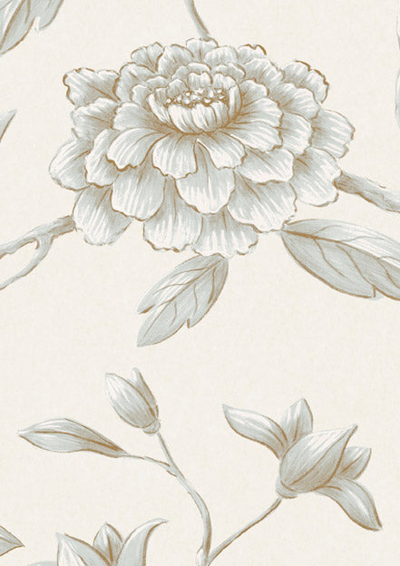 Jasper Peony Wallpaper - Eucalyptus - Lewis & Wood