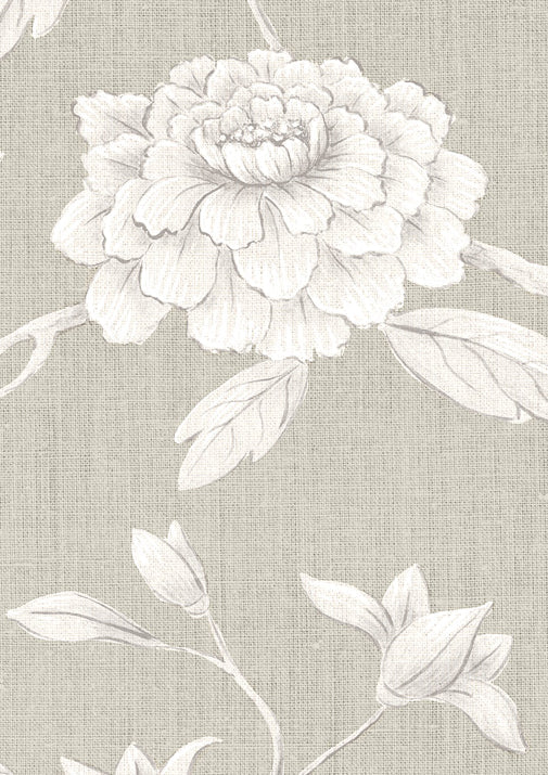 Jasper Peony Wallpaper - Flax - Lewis & Wood