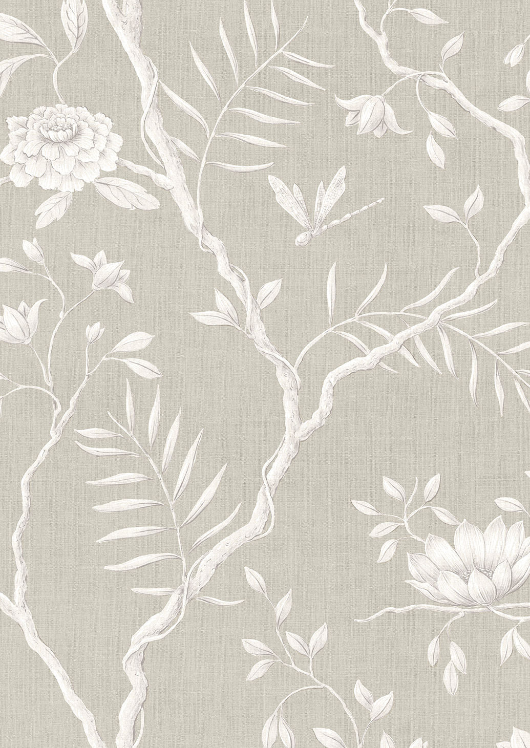 Jasper Peony Wallpaper - Flax - Lewis & Wood