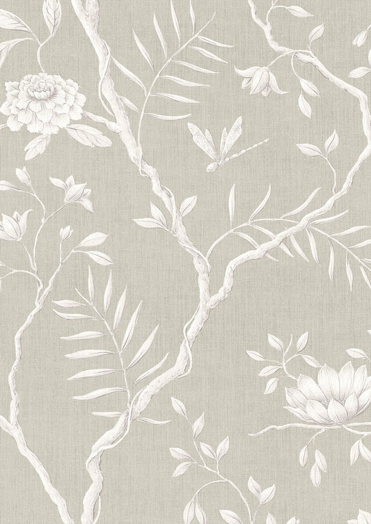 Jasper Peony Wallpaper - Flax - Lewis & Wood