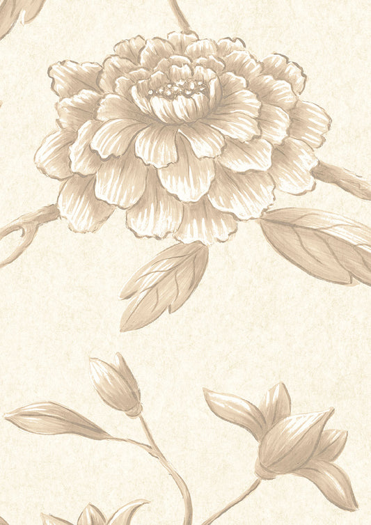 Jasper Peony Wallpaper - Mocha - Lewis & Wood