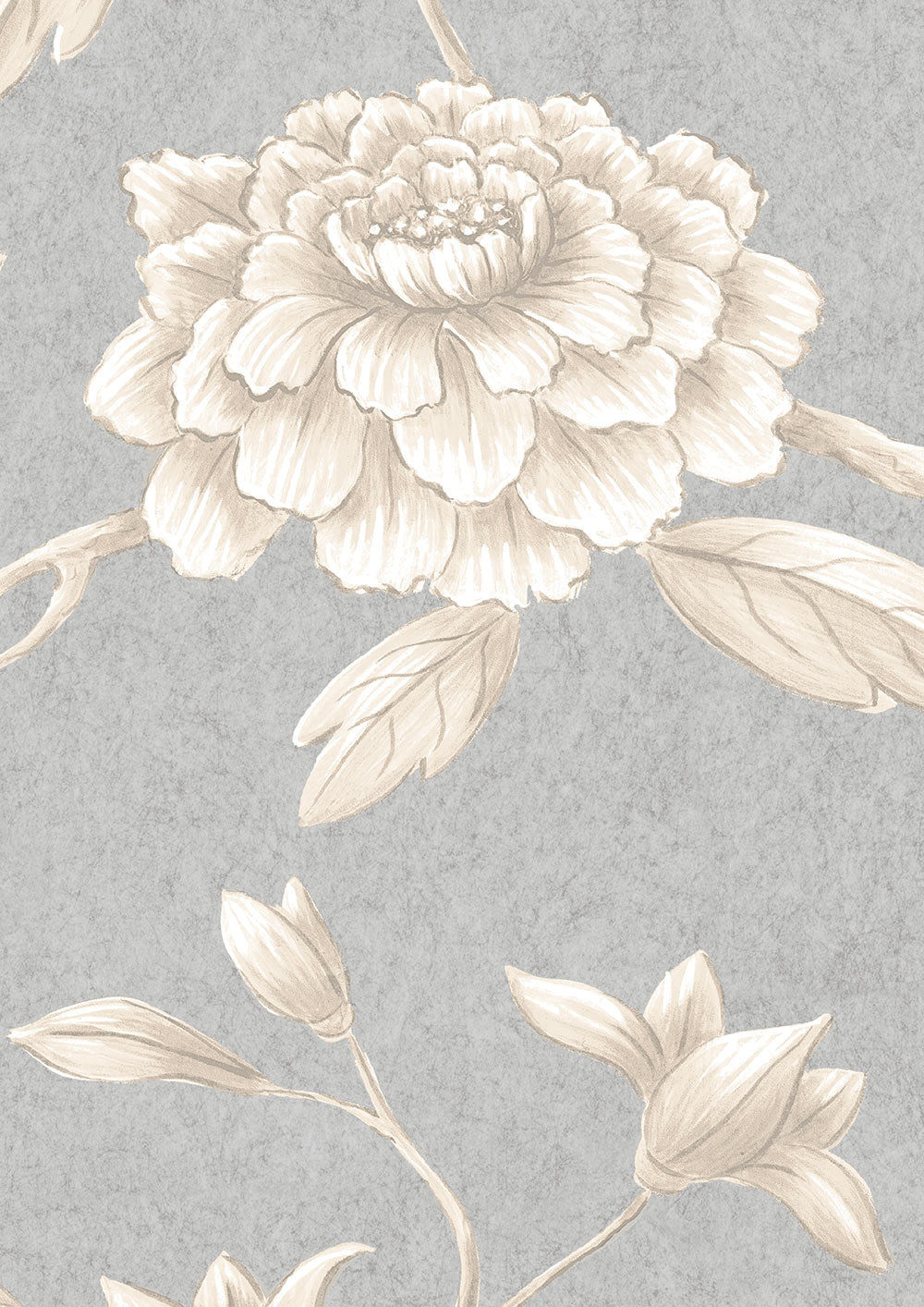 Jasper Peony Wallpaper - Smoke - Lewis & Wood