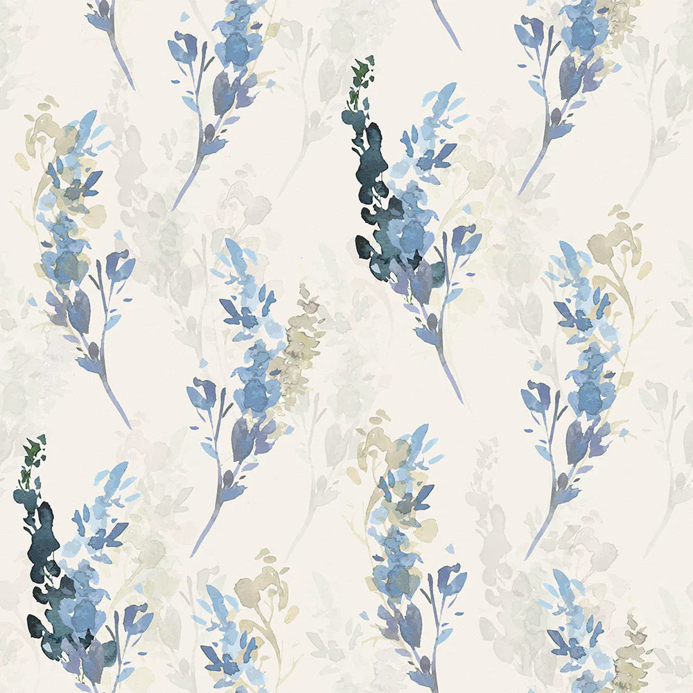LAN100034 - Wild Stocks Wallpaper - China Blue & Linen Cream - Lucie Annabel